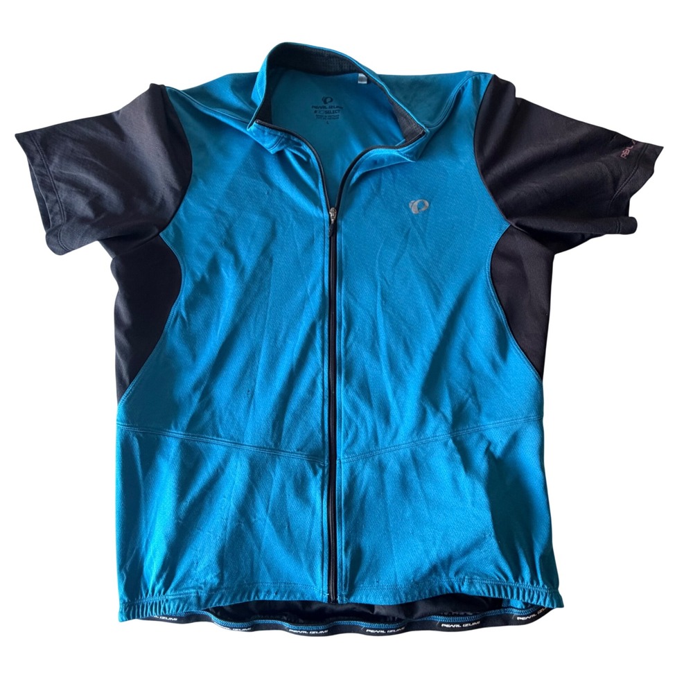 Pearl Izumi Select Mens Cycling Jersey Blue Black Full Zip Short Sleeve Large